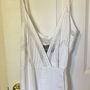 White linen wrap dress